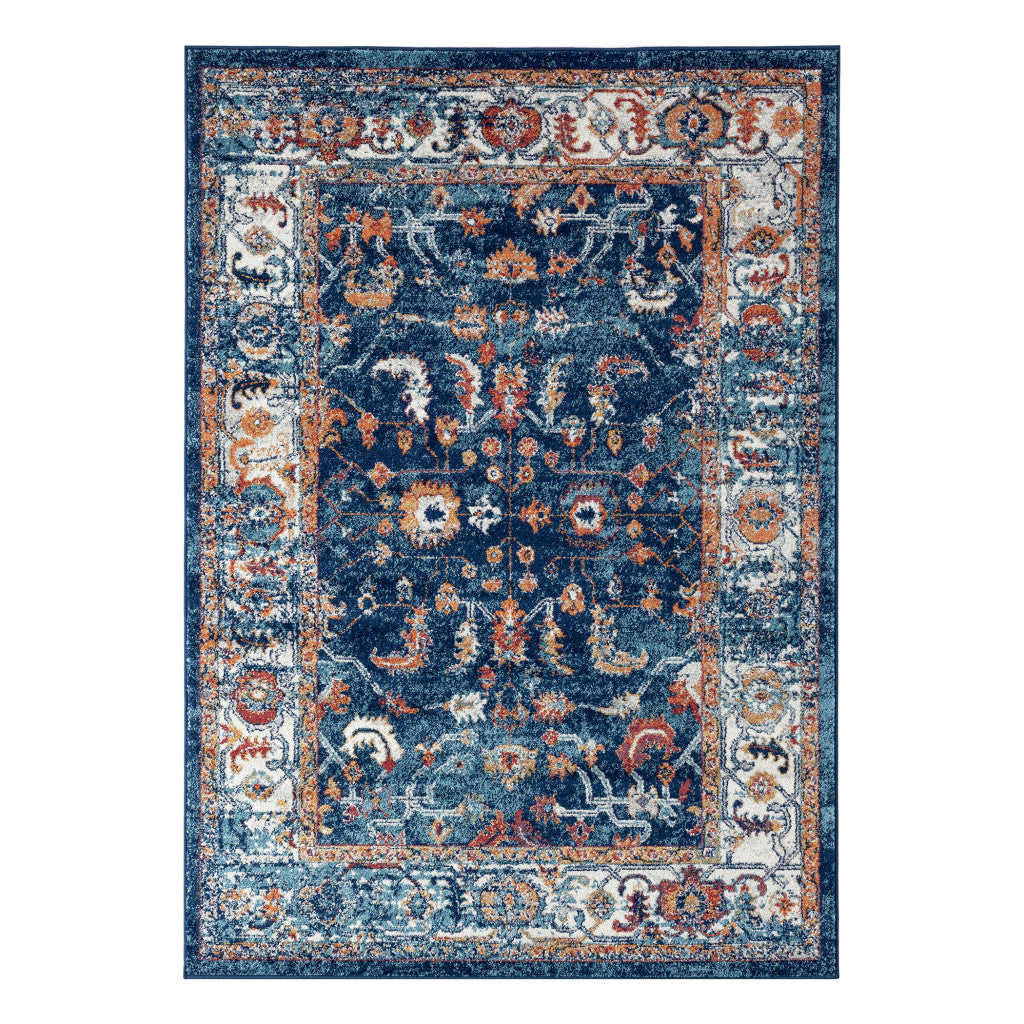 2 x 3 Blue Floral Power Loom Area Rug