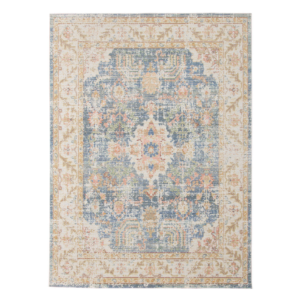 8 x 10 Blue Floral Power Loom Area Rug