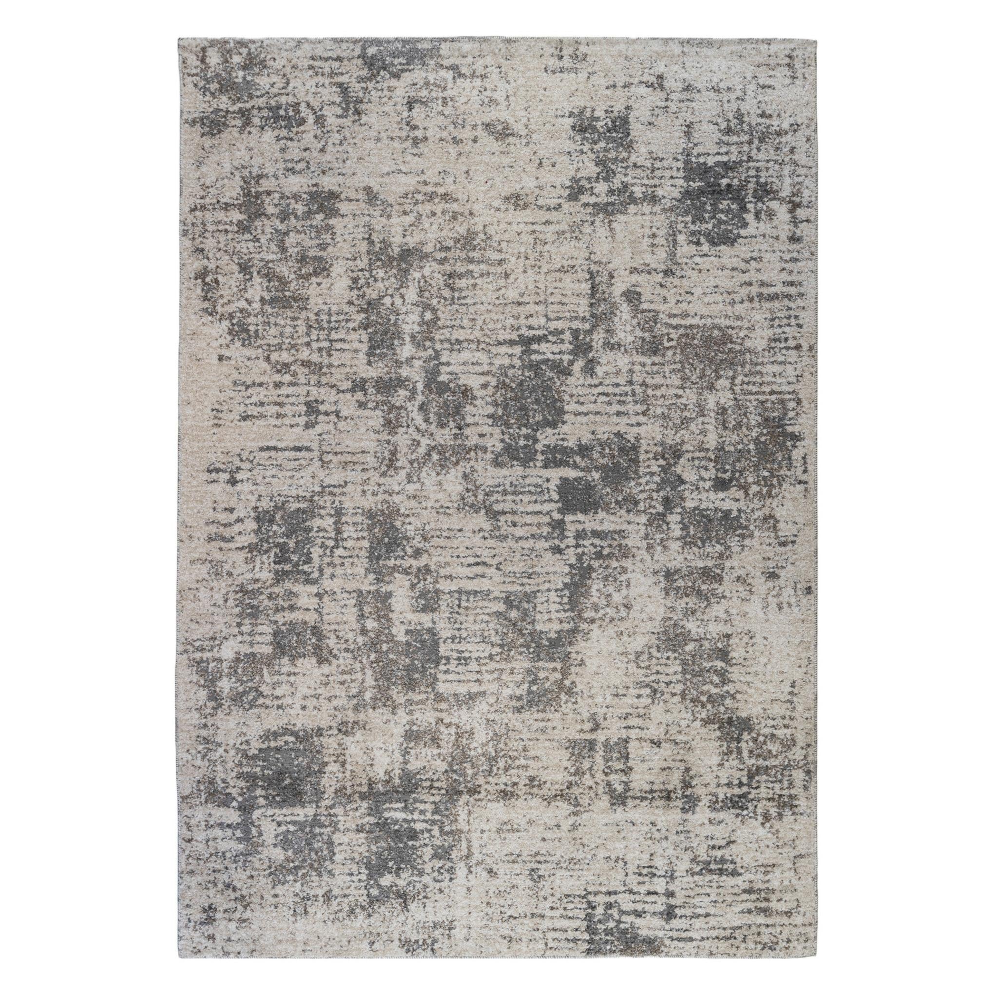 4 X 6 Beige and Gray Abstract Power Loom Area Rug