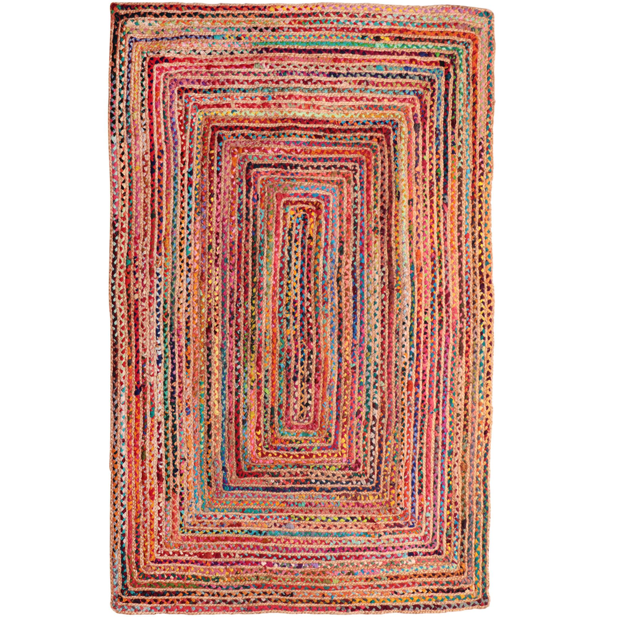 5 x 7 Tan geometric Hand Braided Area Rug
