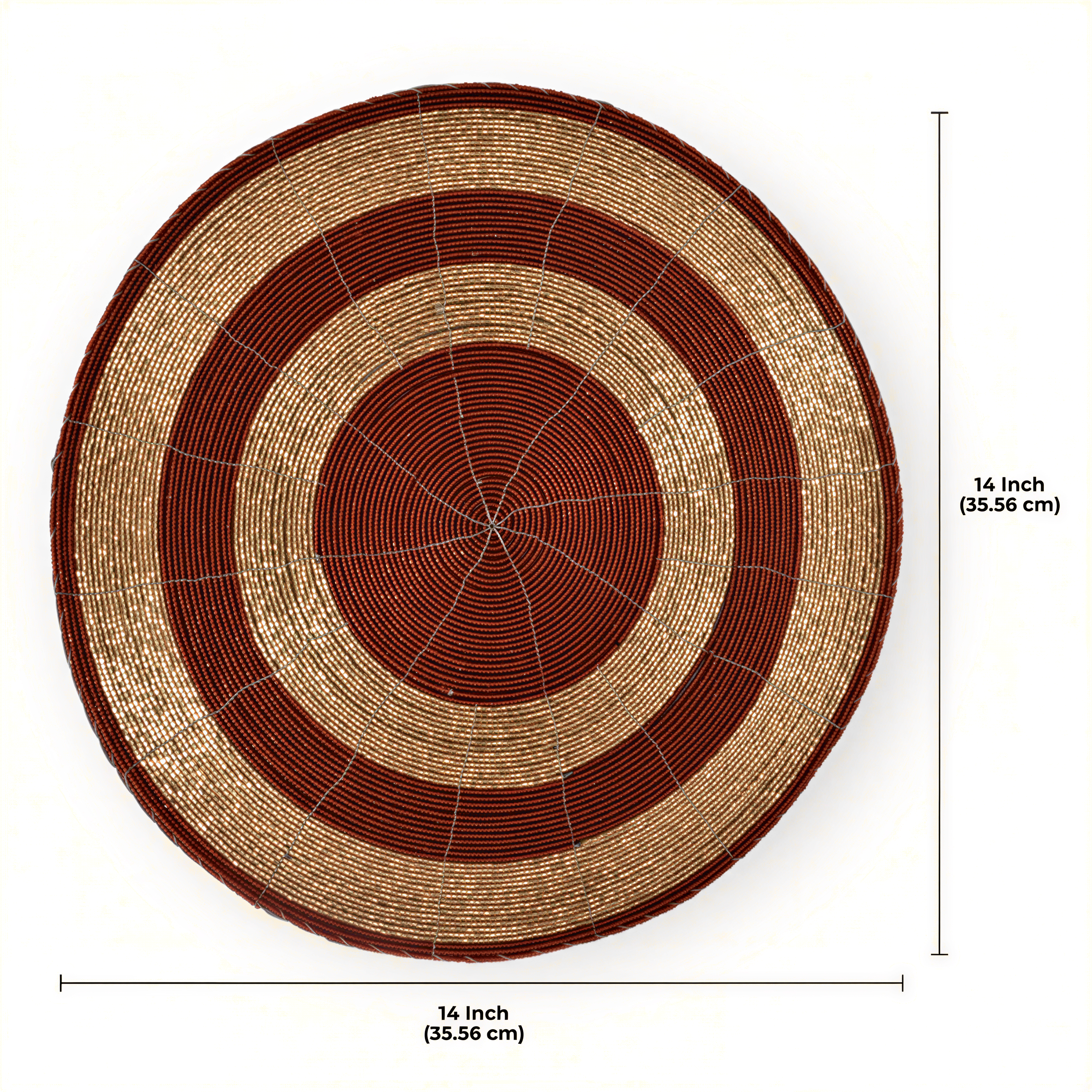 Beaded Placemats – Round Handmade Table Decor with Embroidered Beads, 14 Inch
