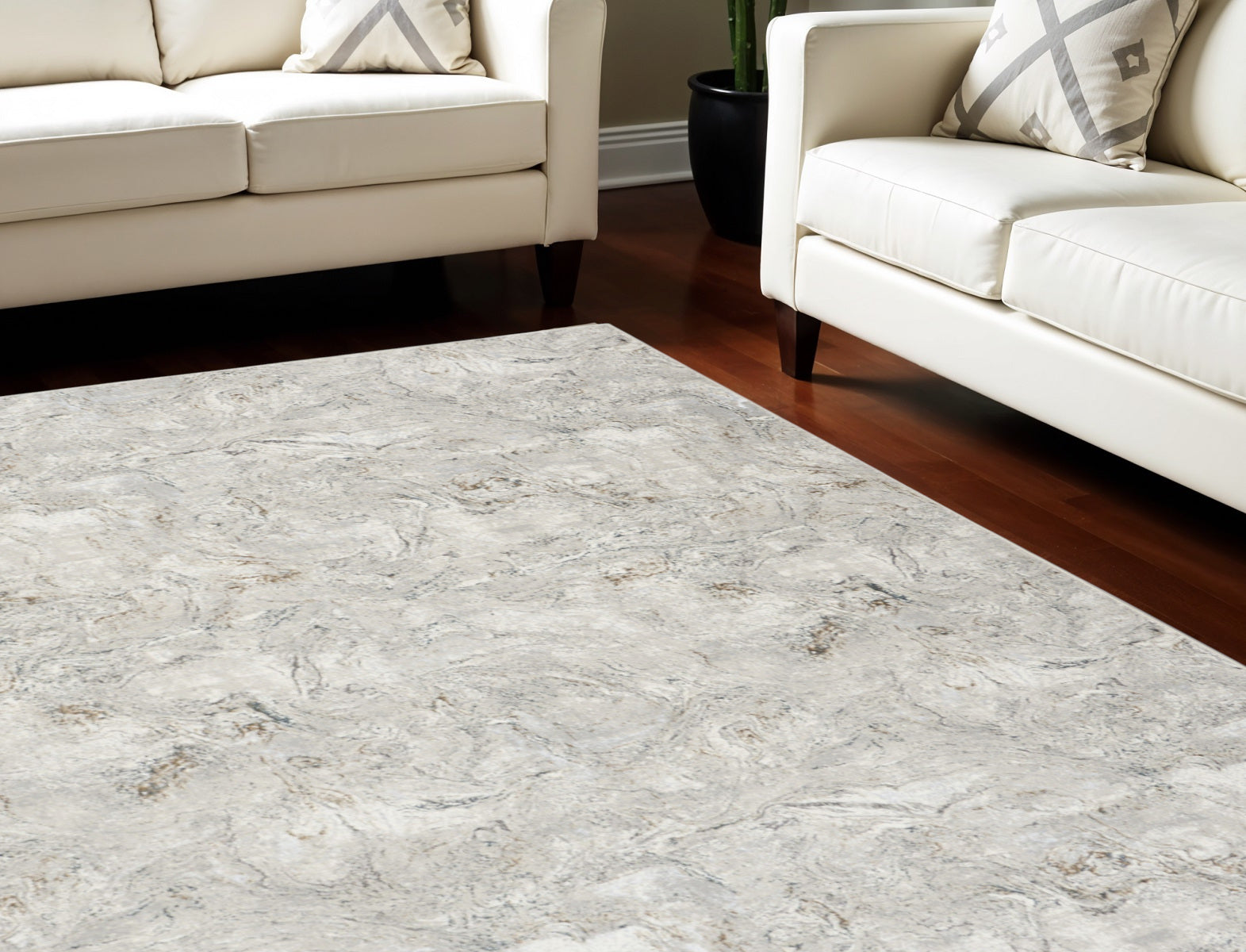 9 X 12 Gray and Brown Abstract Non Skid Area Rug