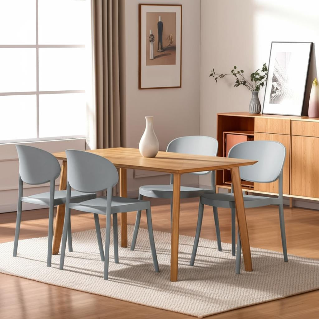 Set of Four Gray Heavy Duty Plastic Dining Side Chairs