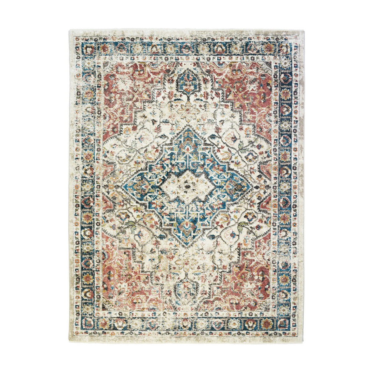8 X 10 Beige Oriental Distressed Area Rug With Fringe