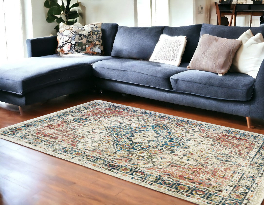 9 X 13 Beige Oriental Distressed Area Rug With Fringe
