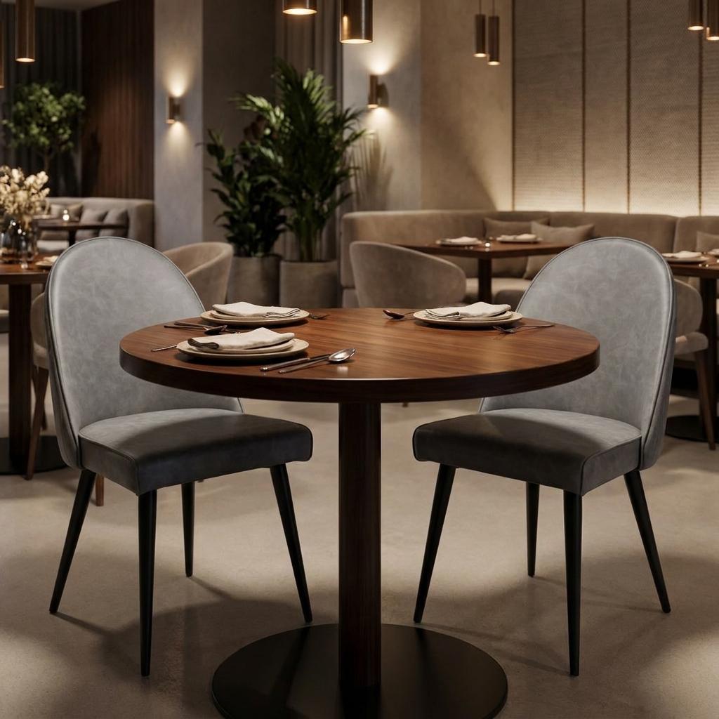 Set of Two Gray And Black Faux Leather And Steel Dining Side Chairs
