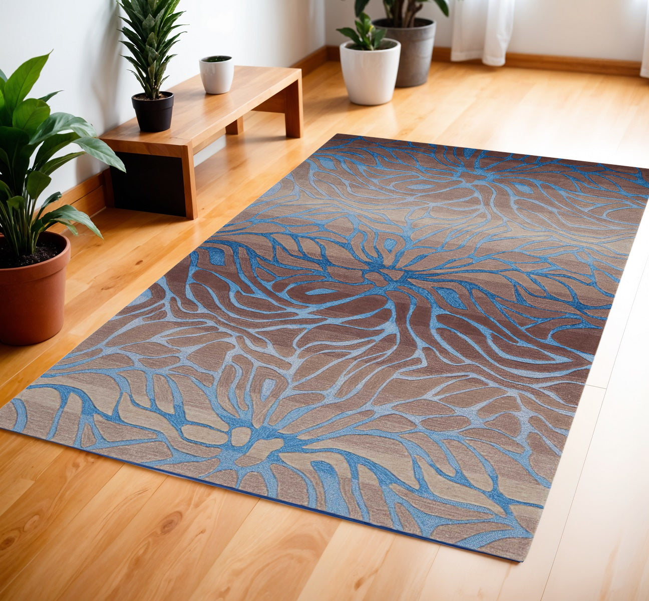 4 X 6 Gray and Blue Abstract Area Rug