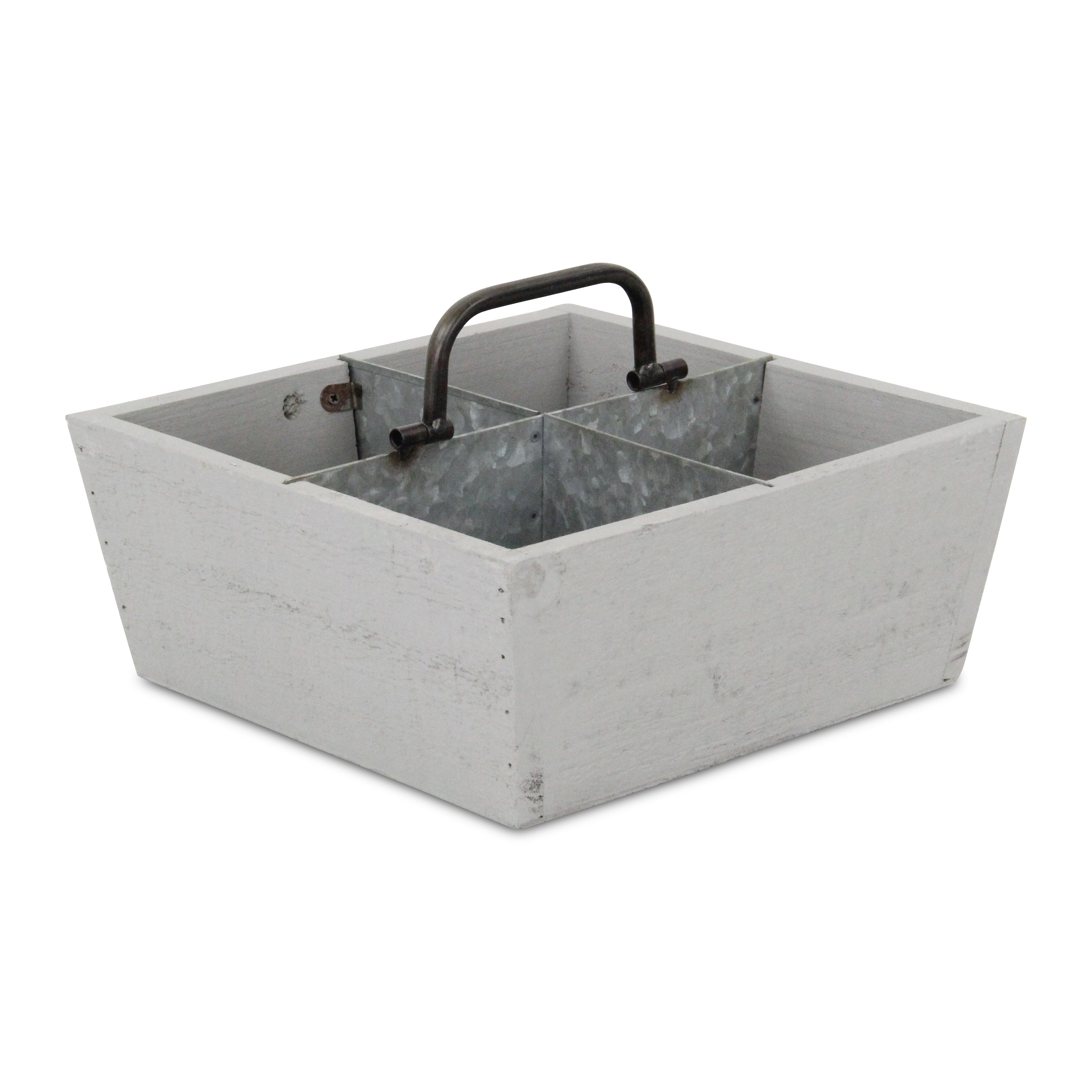 Renee Wood & Metal 4 Slot Caddy - Gray