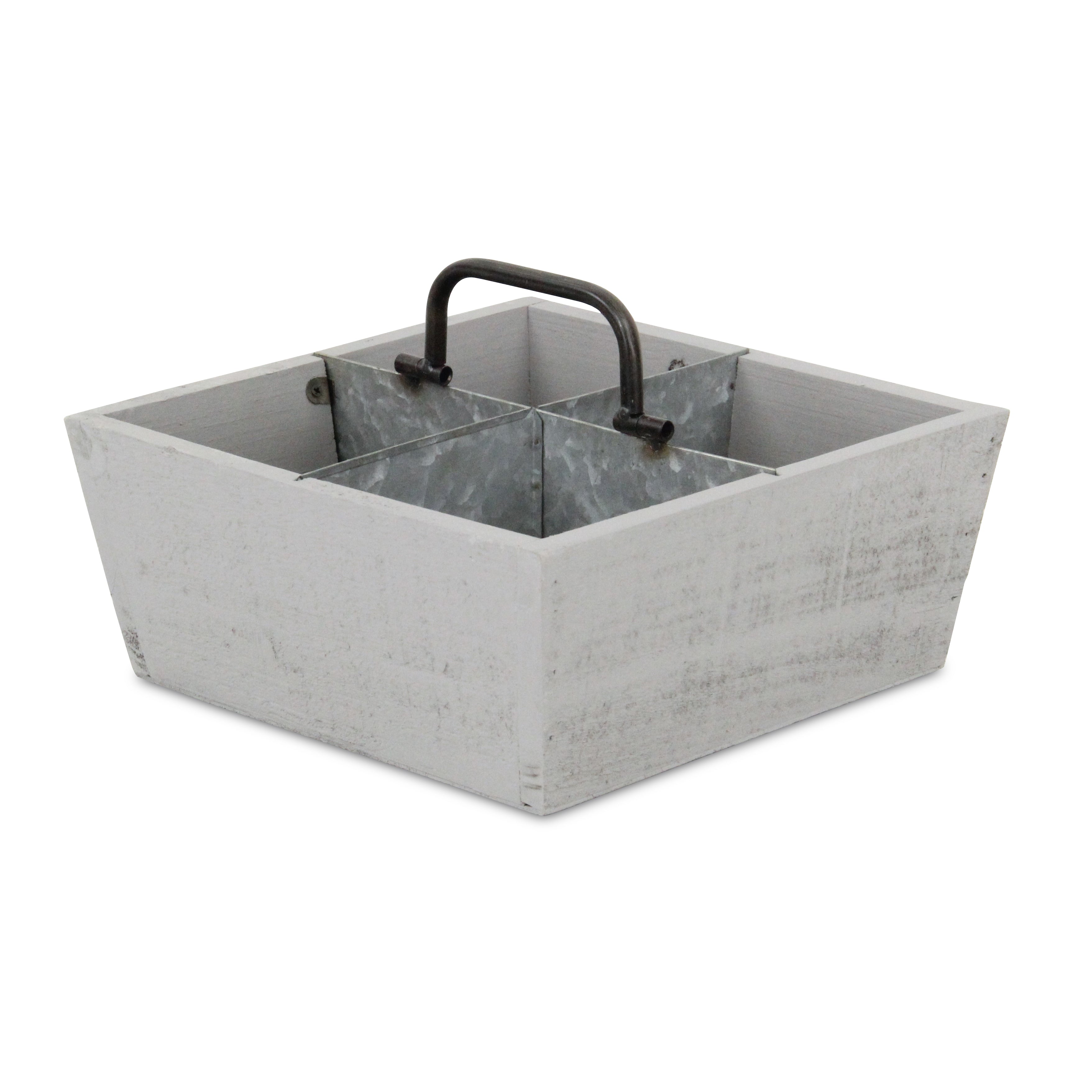 Renee Wood & Metal 4 Slot Caddy - Gray