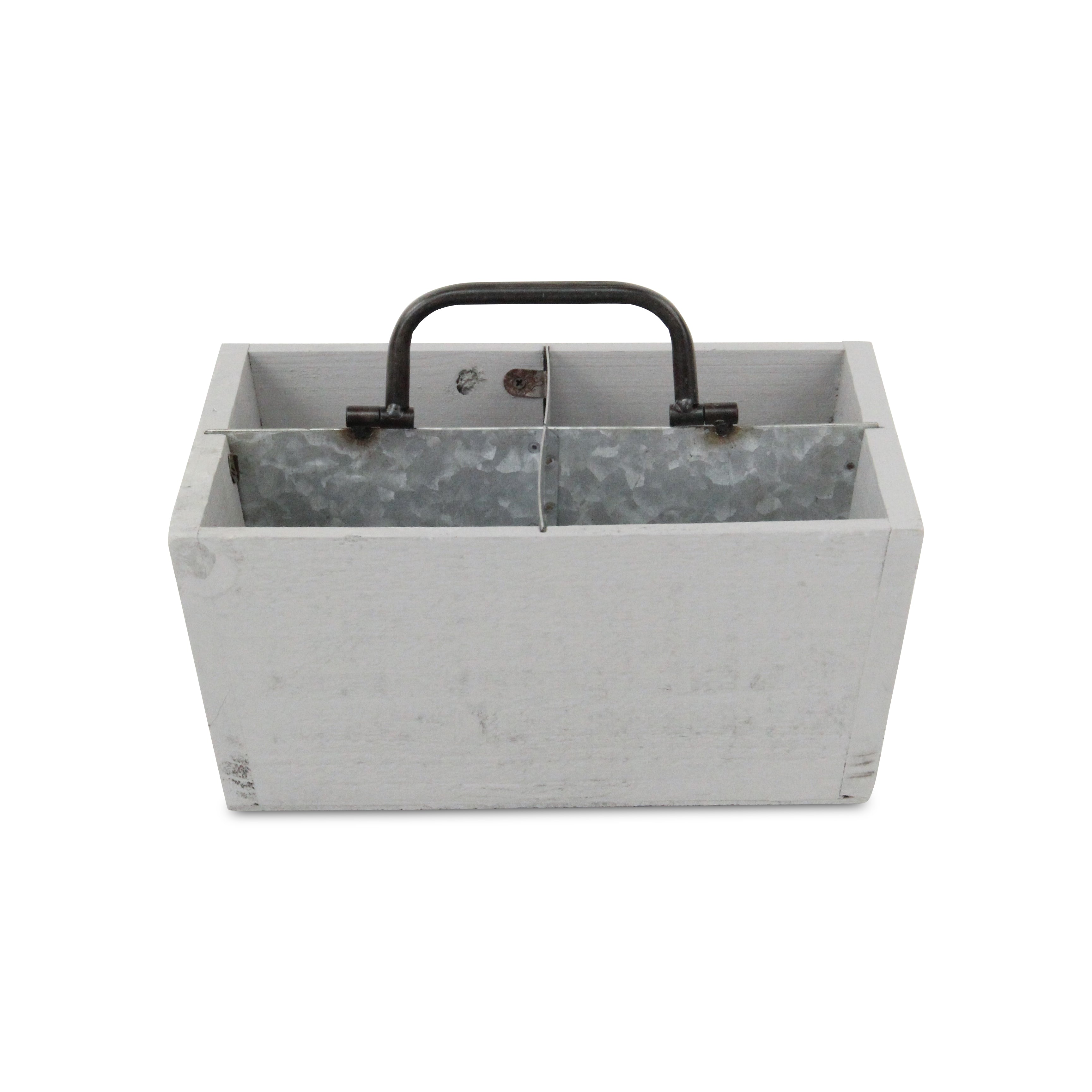 Renee Wood & Metal 4 Slot Caddy - Gray