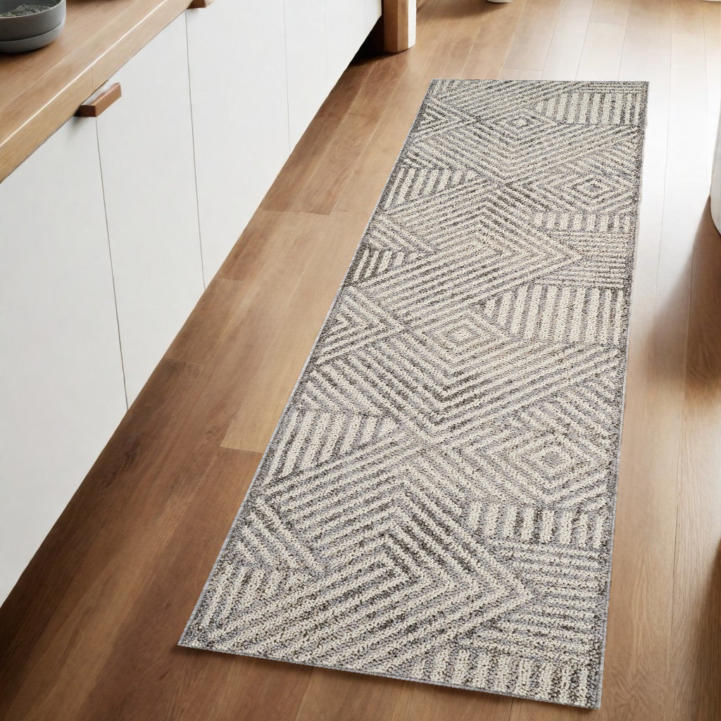8 Gray and Beige Abstract Distressed Area Rug
