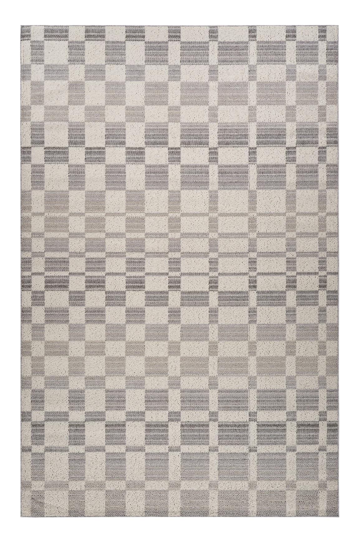 8 X 11 Gray and Beige Checkered Distressed Area Rug