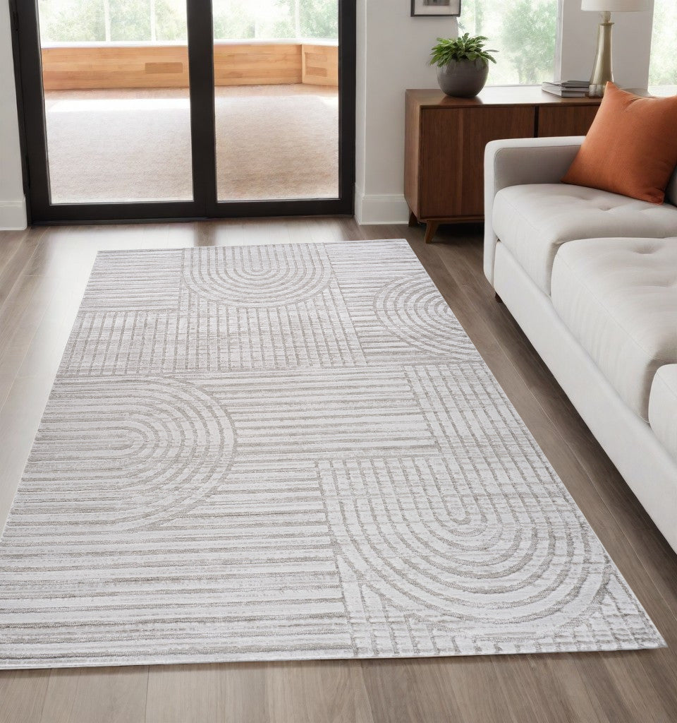 5 X 8 Gray Abstract Geometric Distressed Area Rug