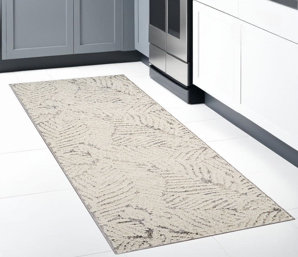 8 Gray and Cream Floral Distressed Area Rug