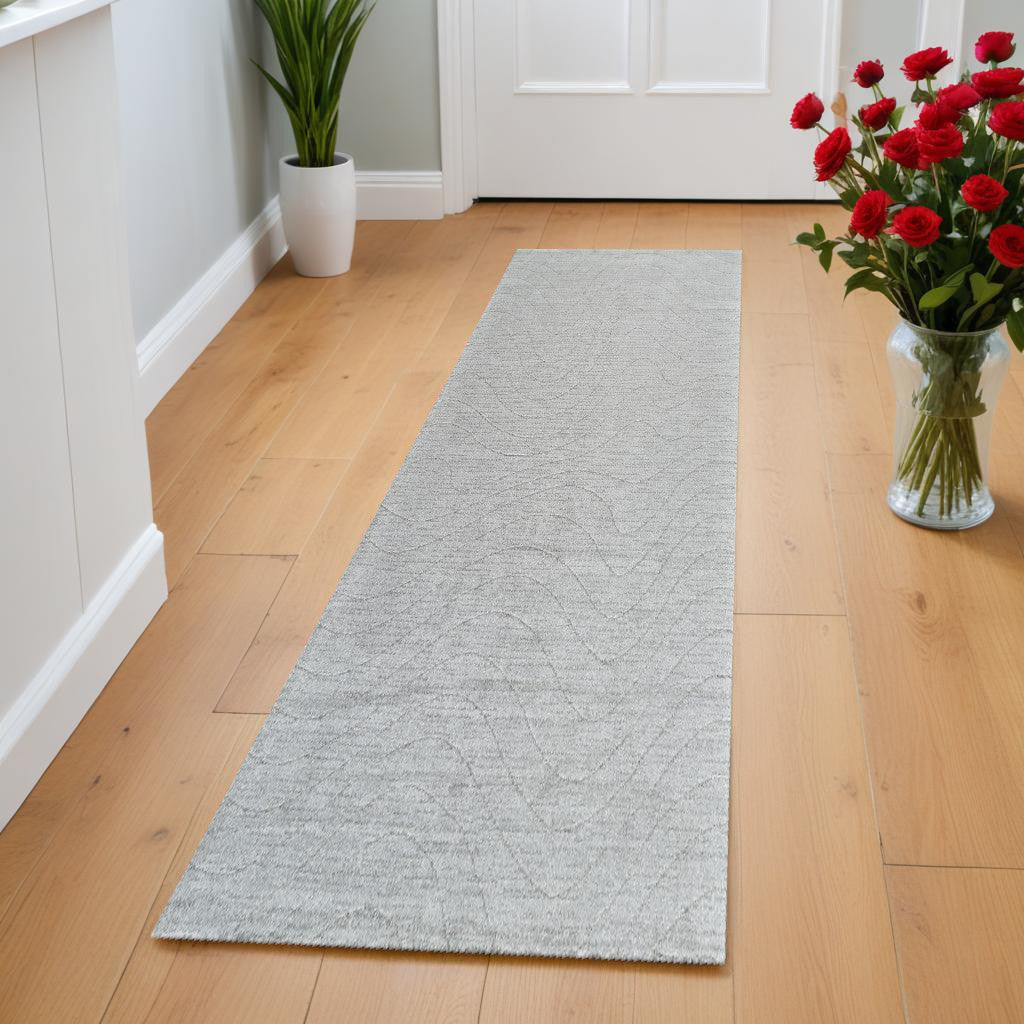 8 Gray Abstract Non Skid Runner Rug