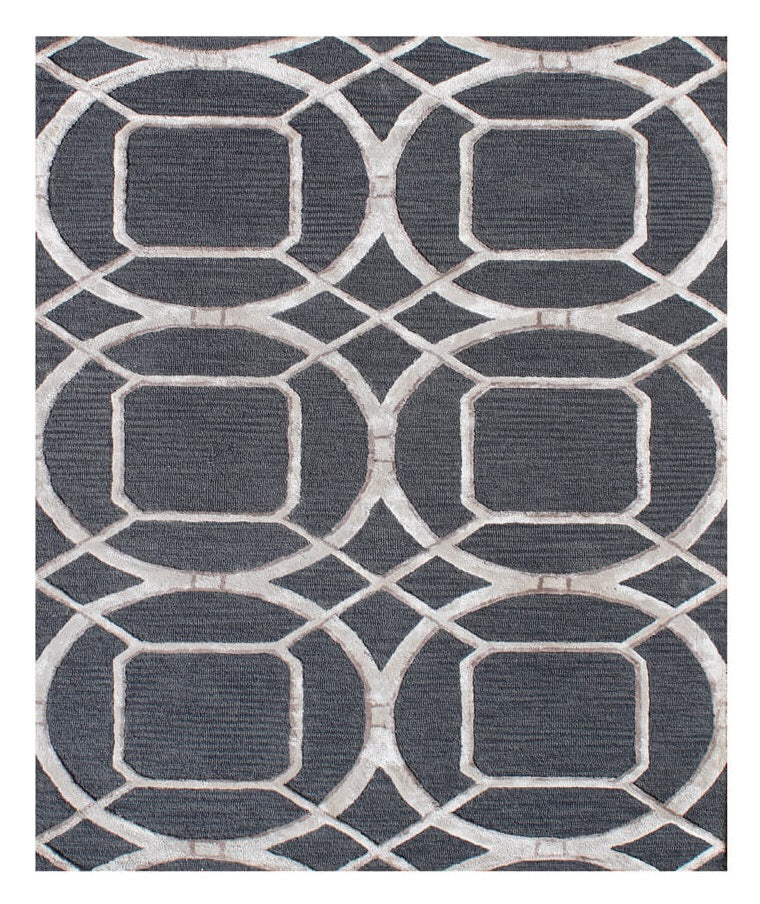 5 X 8 Charcoal Abstract Geometric Hand Tufted Non Skid Area Rug