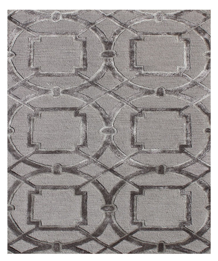 5 X 8 Gray Abstract Geometric Hand Tufted Non Skid Area Rug
