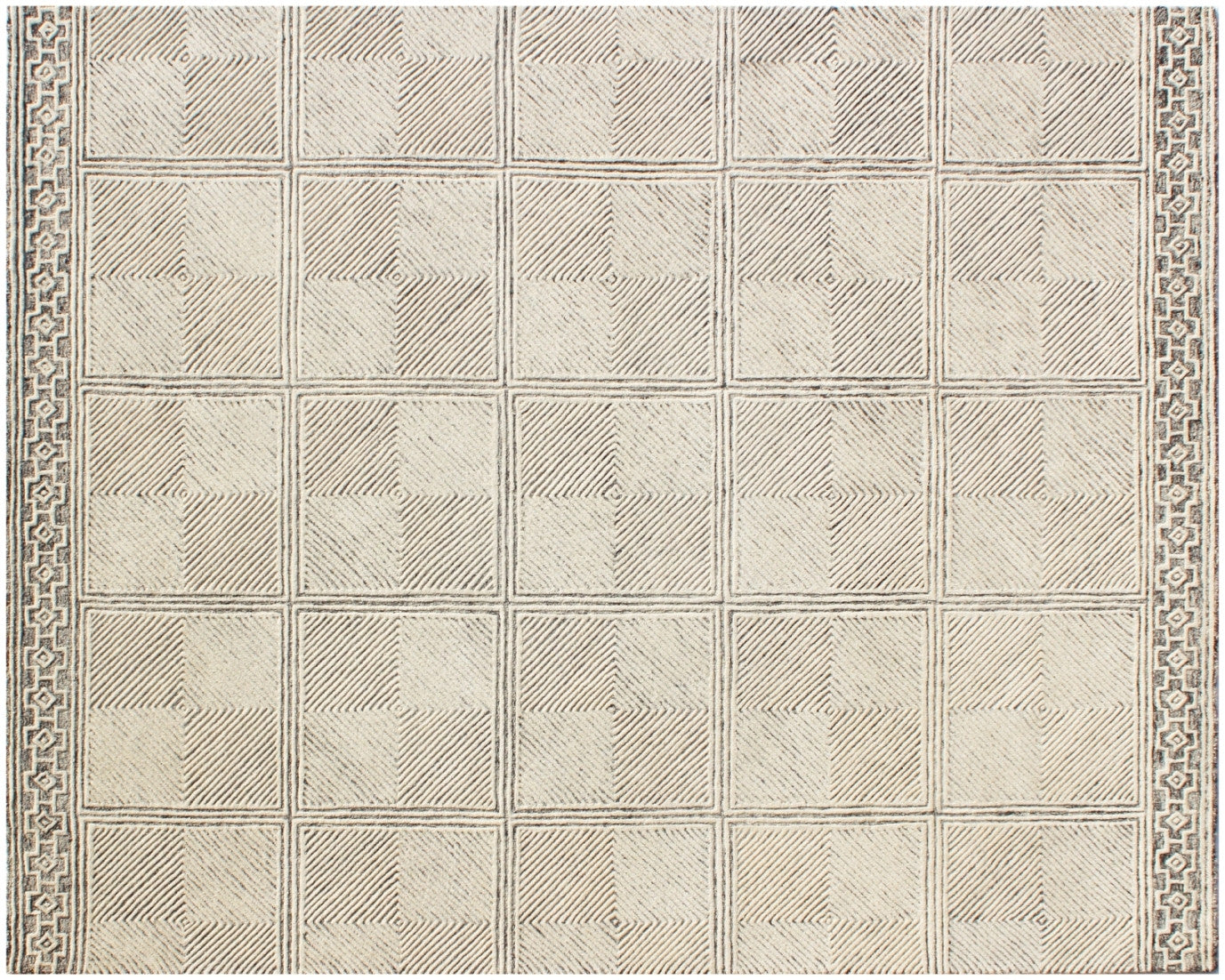 5 X 8 Moss Green Wool Abstract Geometric Hand Tufted Non Skid Area Rug