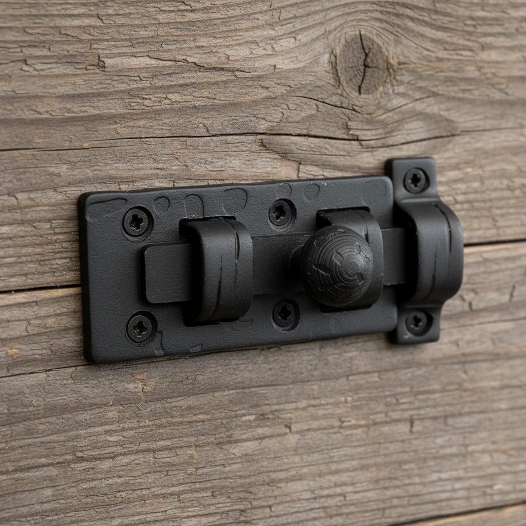Rustic Iron Slide Bolt Latch, Vintage Door Hardware Lock