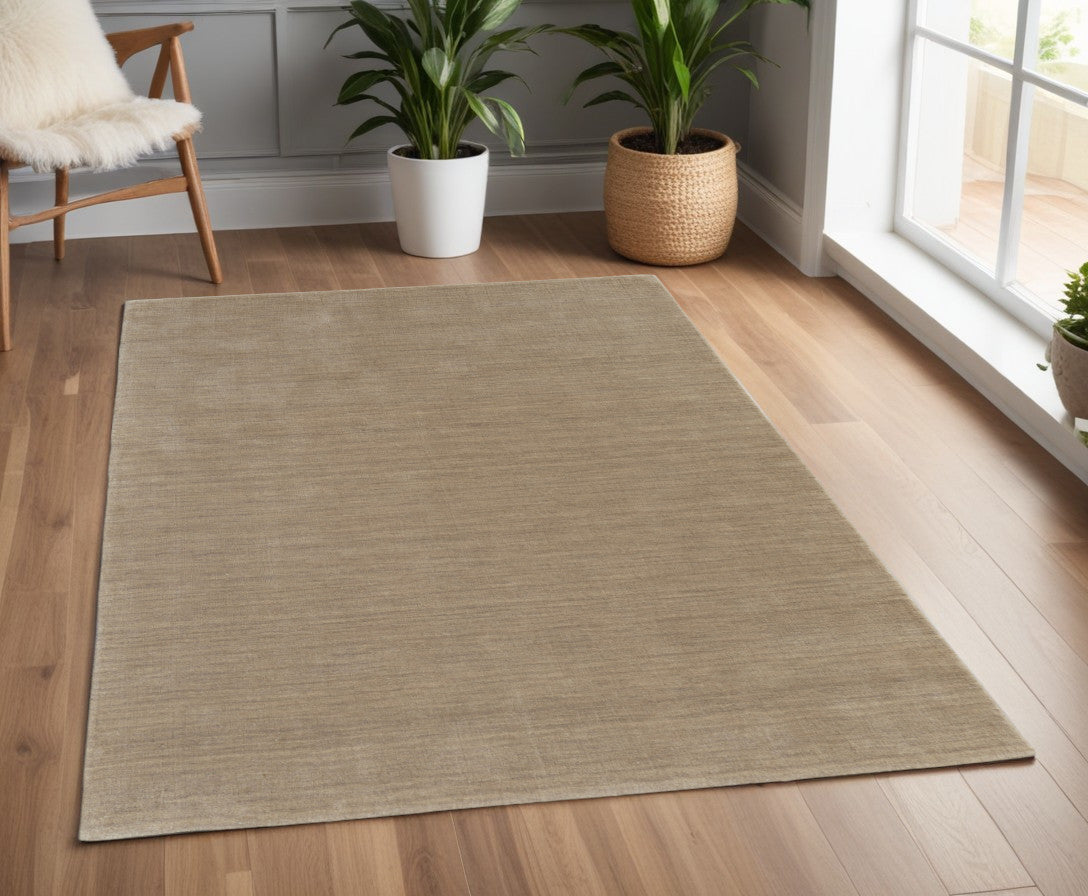 4 X 6 Tan Wool Hand Woven Area Rug