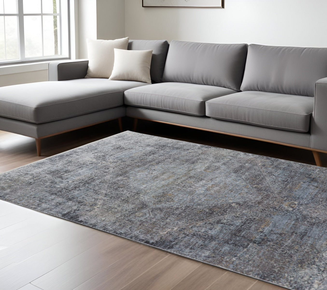 12 X 15 Gray Abstract Distressed Area Rug