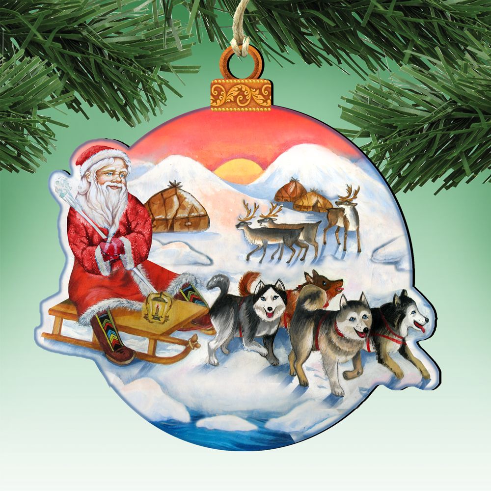 Northern Light Santa Wooden Christmas Ornament Tree Ornament by G. DeBrekht 8117419
