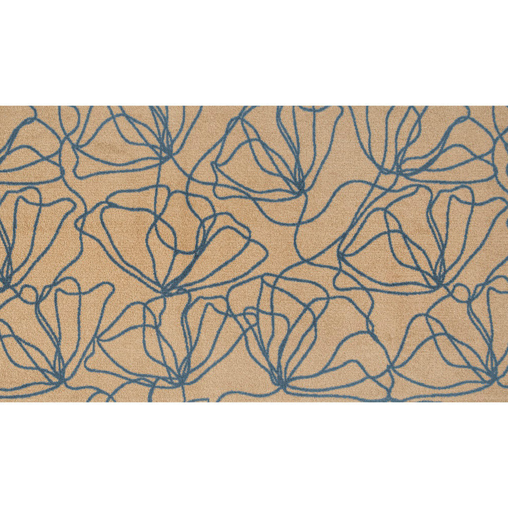 2 X 4 Beige and Blue Floral Washable Area Rug With UV Protection
