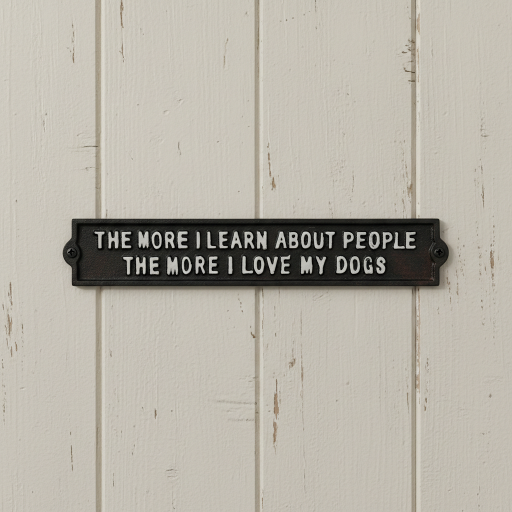 Pet-Loving Cast Iron Plaque: The More I Learn About People - Dog-Themed Decor
