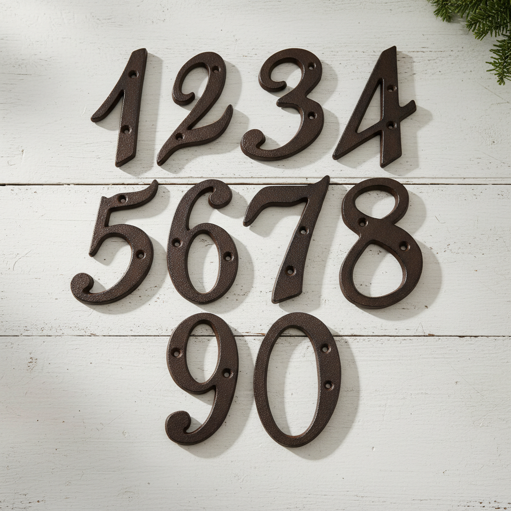 Cast Iron Rustic House Numbers, Rustic Antique Farmhouse Address Numbers