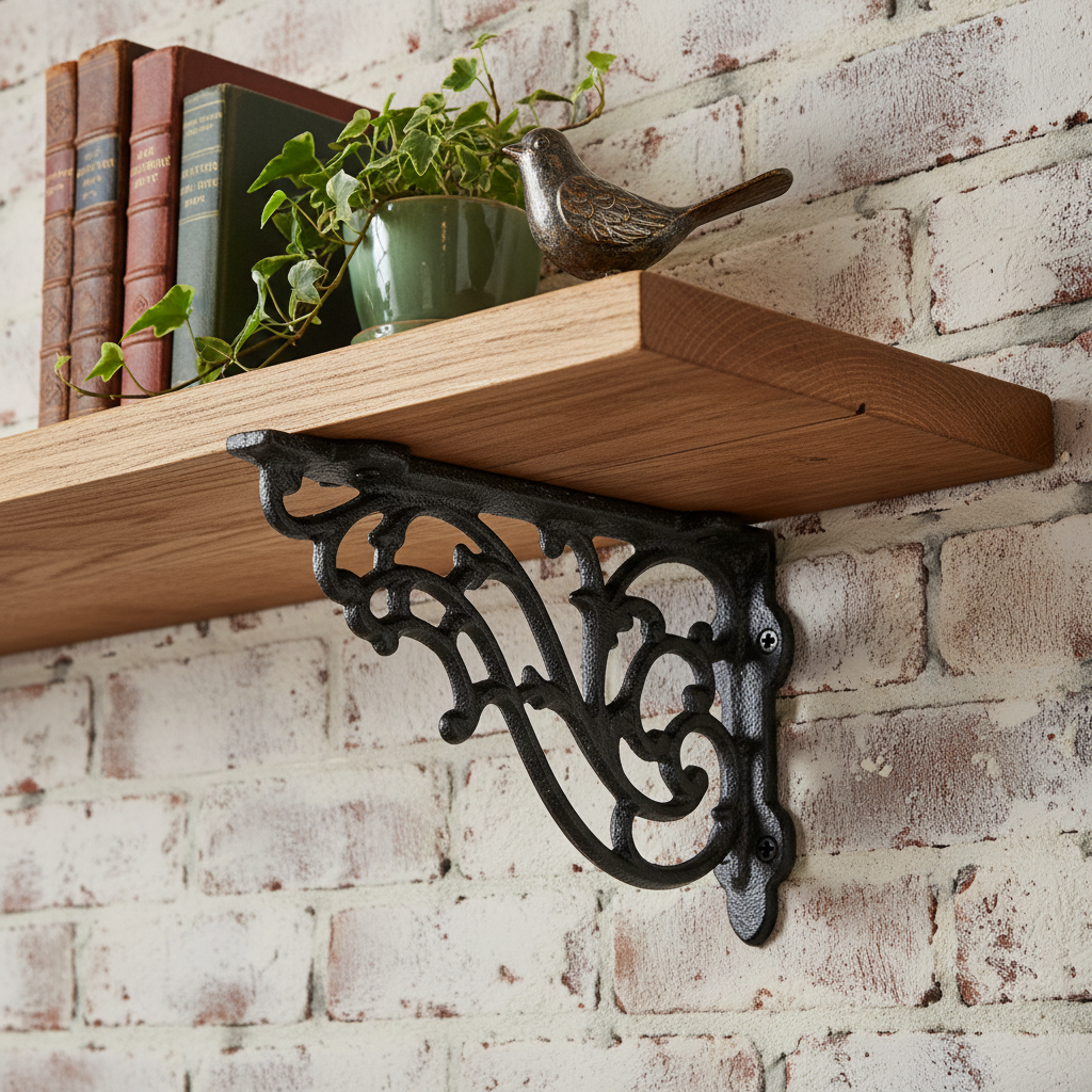 Scrolled Cast Iron Bracket - Decorative Rustic Shelf Support