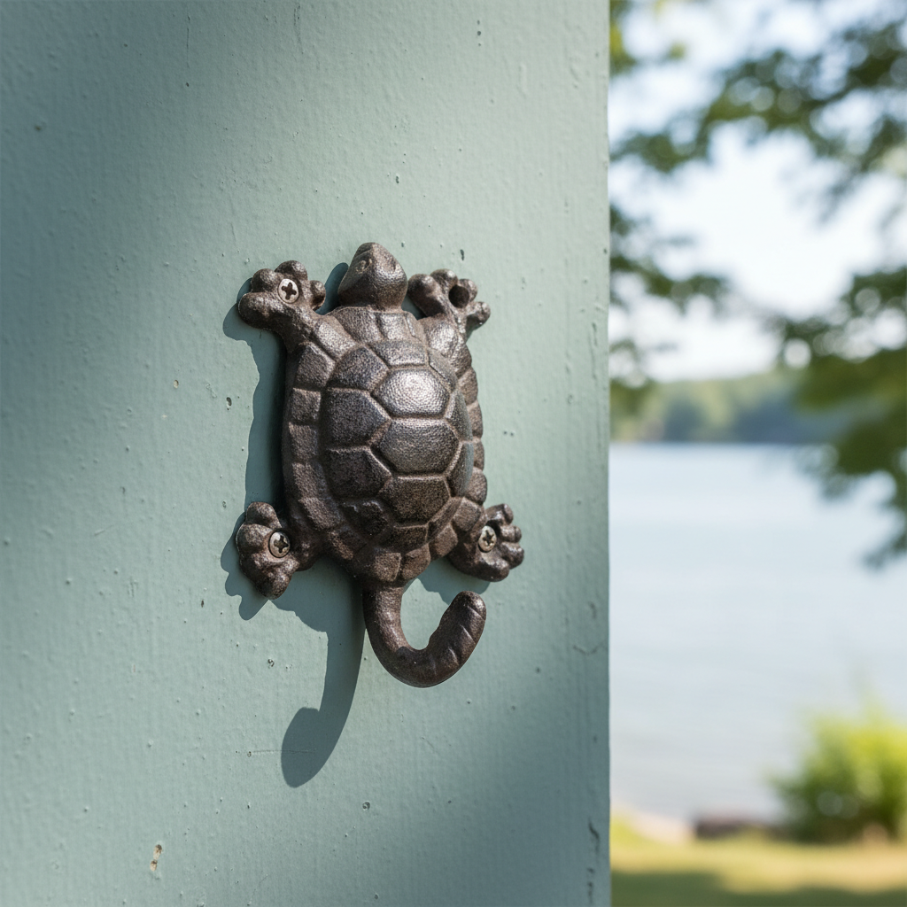 Seaside Cast Iron Turtle Hook - Nautical Marine Wall Accessory
