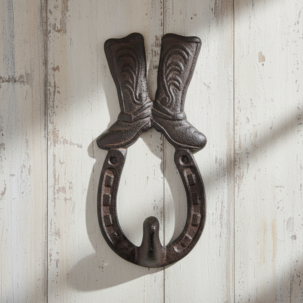 Cowboy Chic Cast Iron Boot Hook - Western Decor Hanger