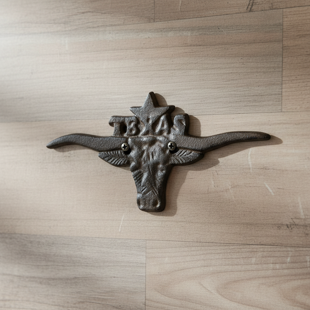 Southwestern Cast Iron Texas Longhorn Decor, Rustic Ranch Accent