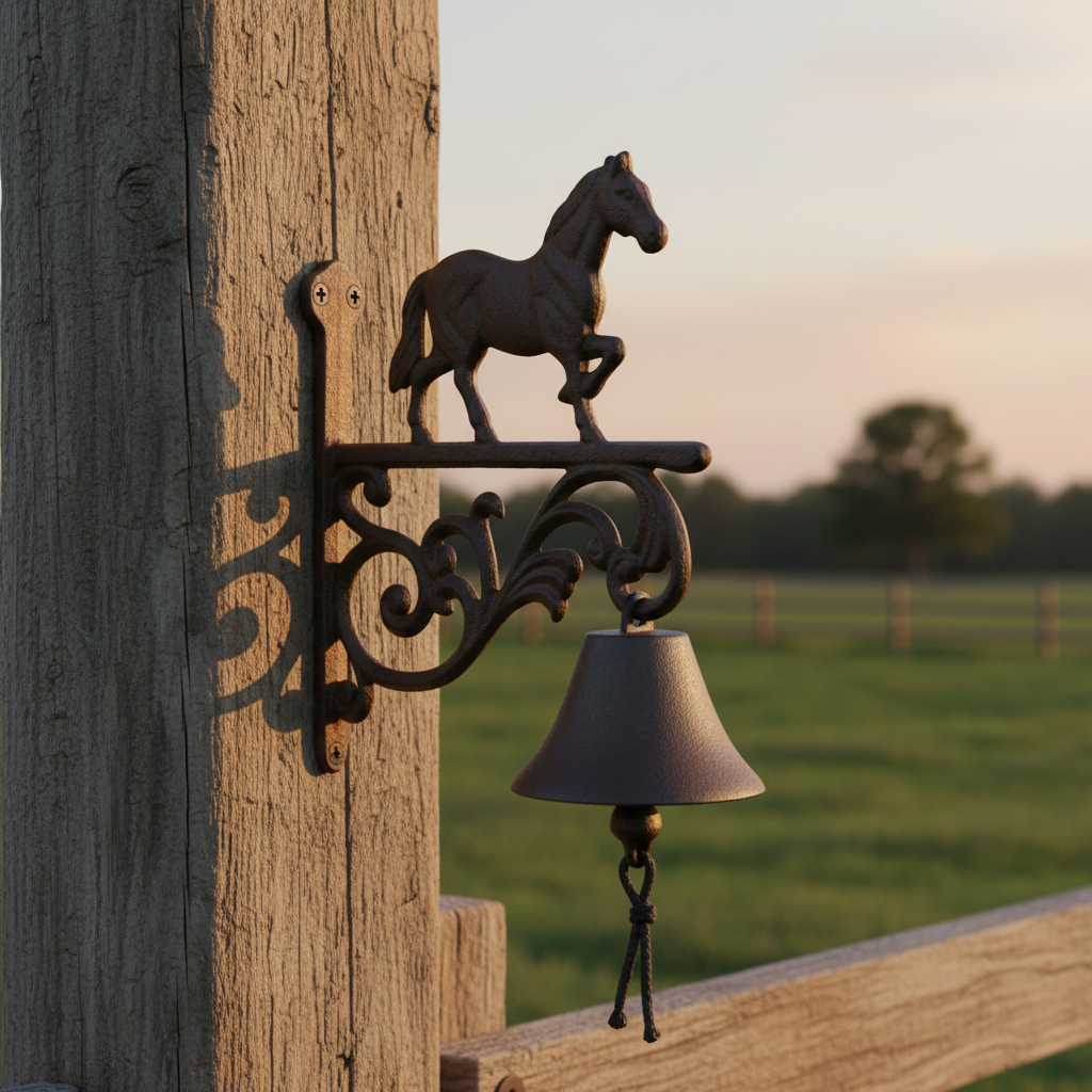 Equestrian Cast Iron Horse Bell, Rustic Farmhouse Door Chime