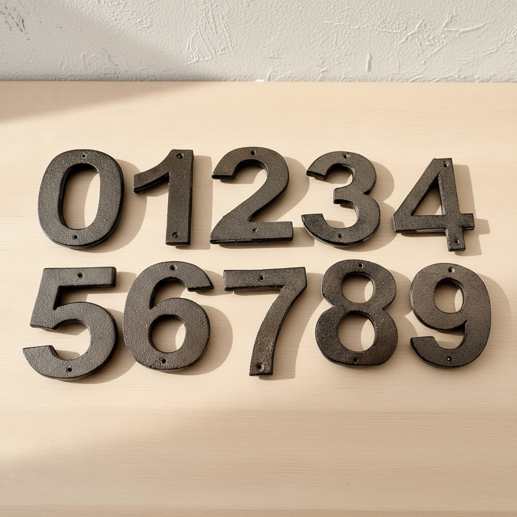 Cast Iron House Numbers, Rustic Modern Cast Iron Address Numbers