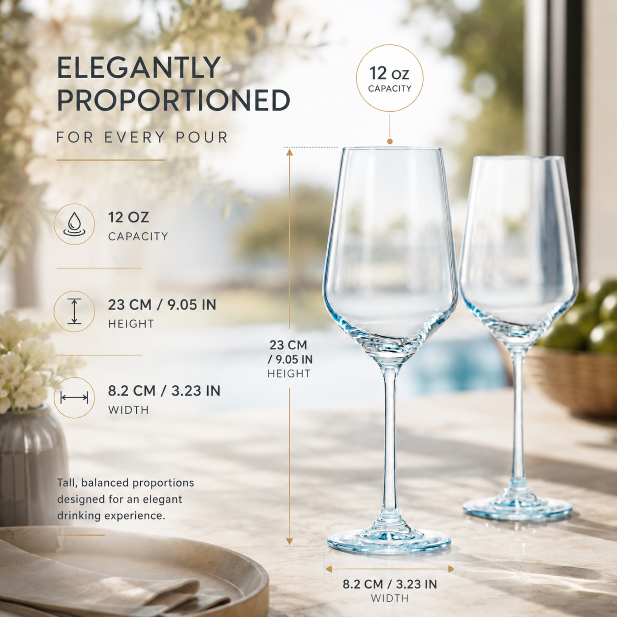 Monet Stemmed Wine Glassware, Blue, Set of 2