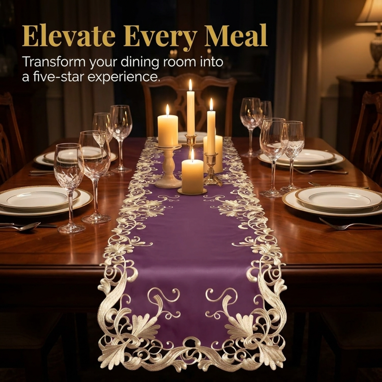 Purple Table Runner – Petal Amethyst, 14x108 Inch