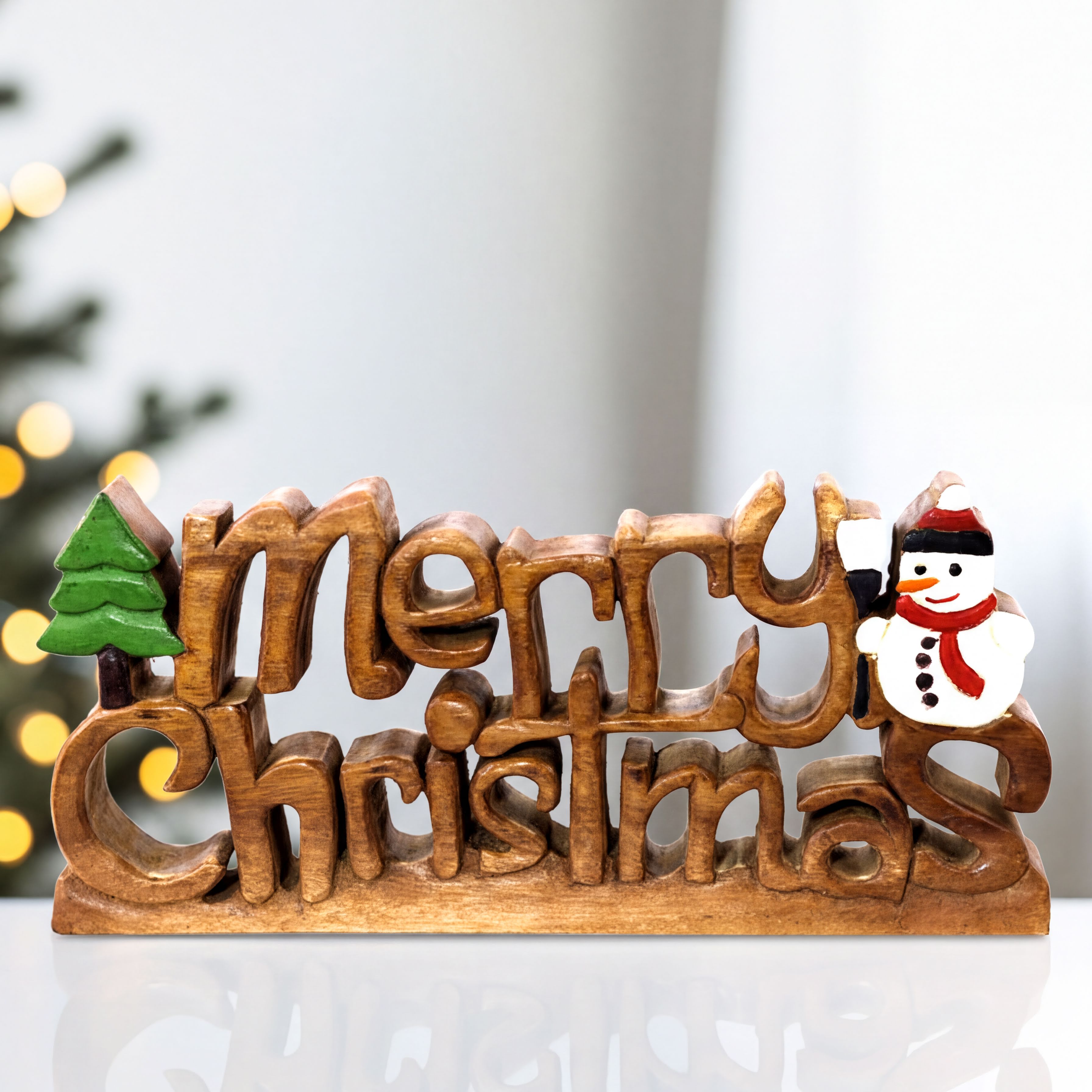Wooden Christmas Sign – Handmade Acacia Wood Holiday Decor, Festive Rustic Accent