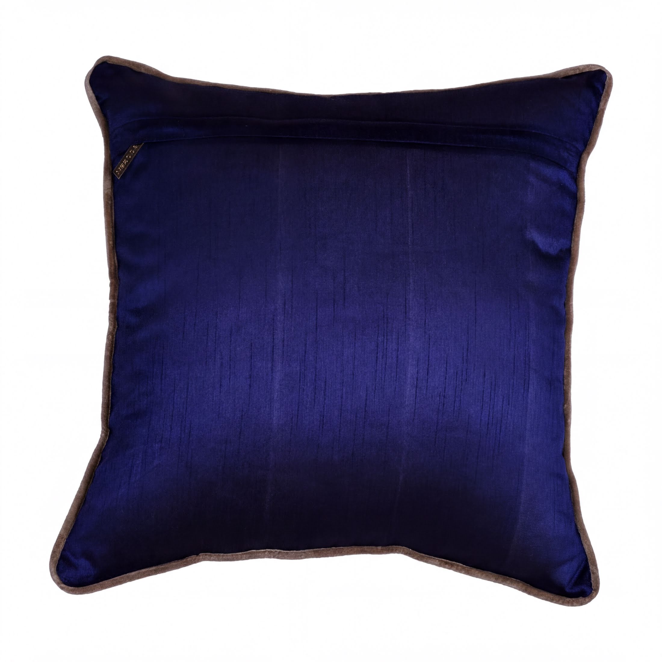 Navy Blue Throw Pillow - Embroidered Linen Cushion Covers Set 18 x 18 Inches