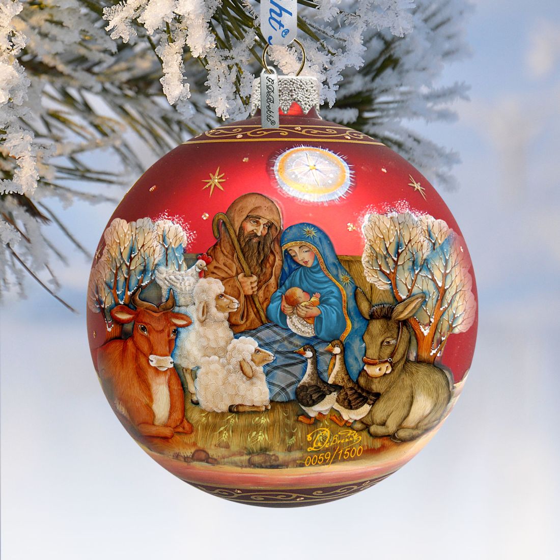 Story of Nativity Ball Glass Ornament Limited Edition by G. DeBrekht - Nativity Holiday Decor - 73853