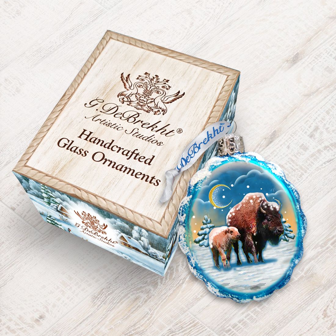 Buffalo Mercury Glass Ornament by G. DeBrekht - Wildlife Holiday Decor - 771024