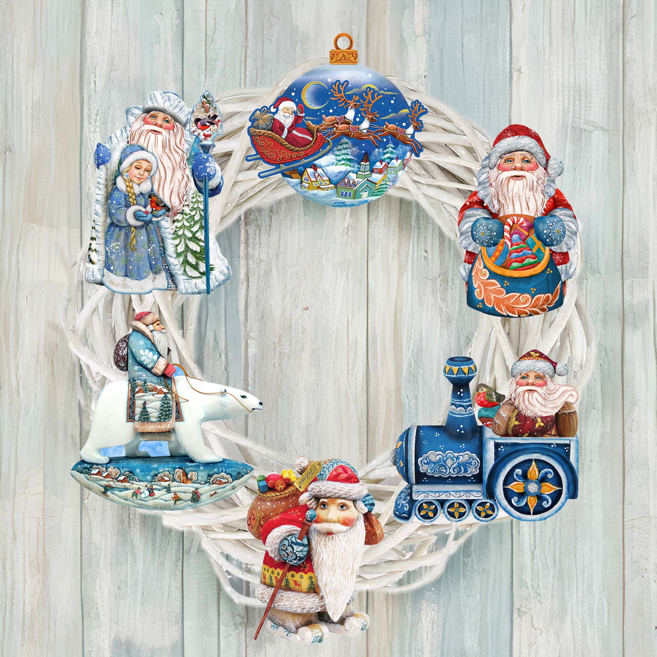 Up-Up and Away Clip-On Eco Wood Decorative Ornaments Set of 6 by G. Debrekht - Christmas Decor - 8090132C-S6