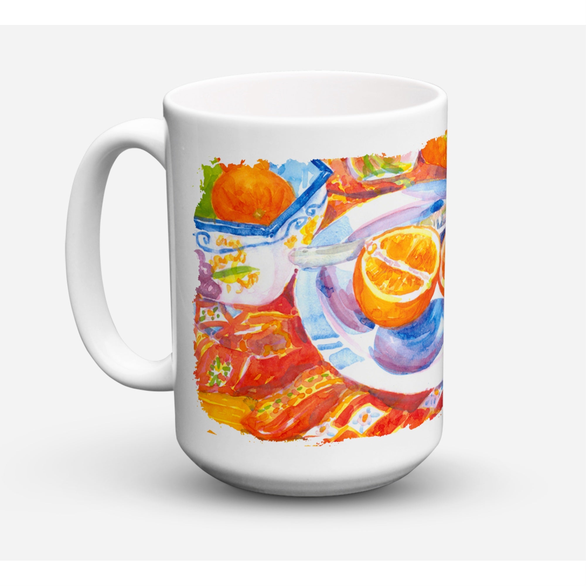 Carolines Treasures 6035CM15 Florida Oranges Sliced For Breakfast Microwavable Ceramic Coffee Mug 15 oz Multicolor