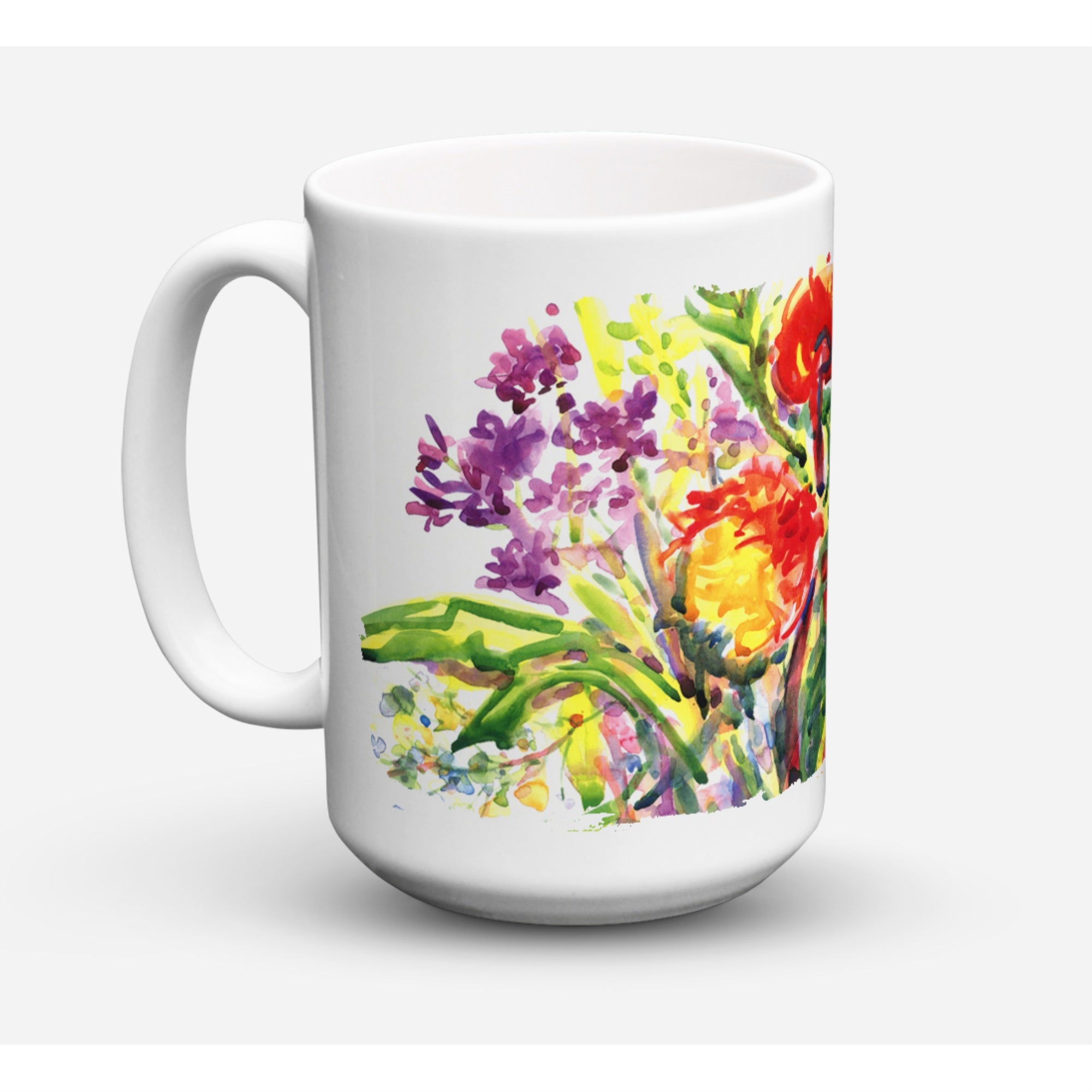 Carolines Treasures 6042CM15 Flower Dishwasher Safe Microwavable Ceramic Coffee Mug 15 oz Multicolor