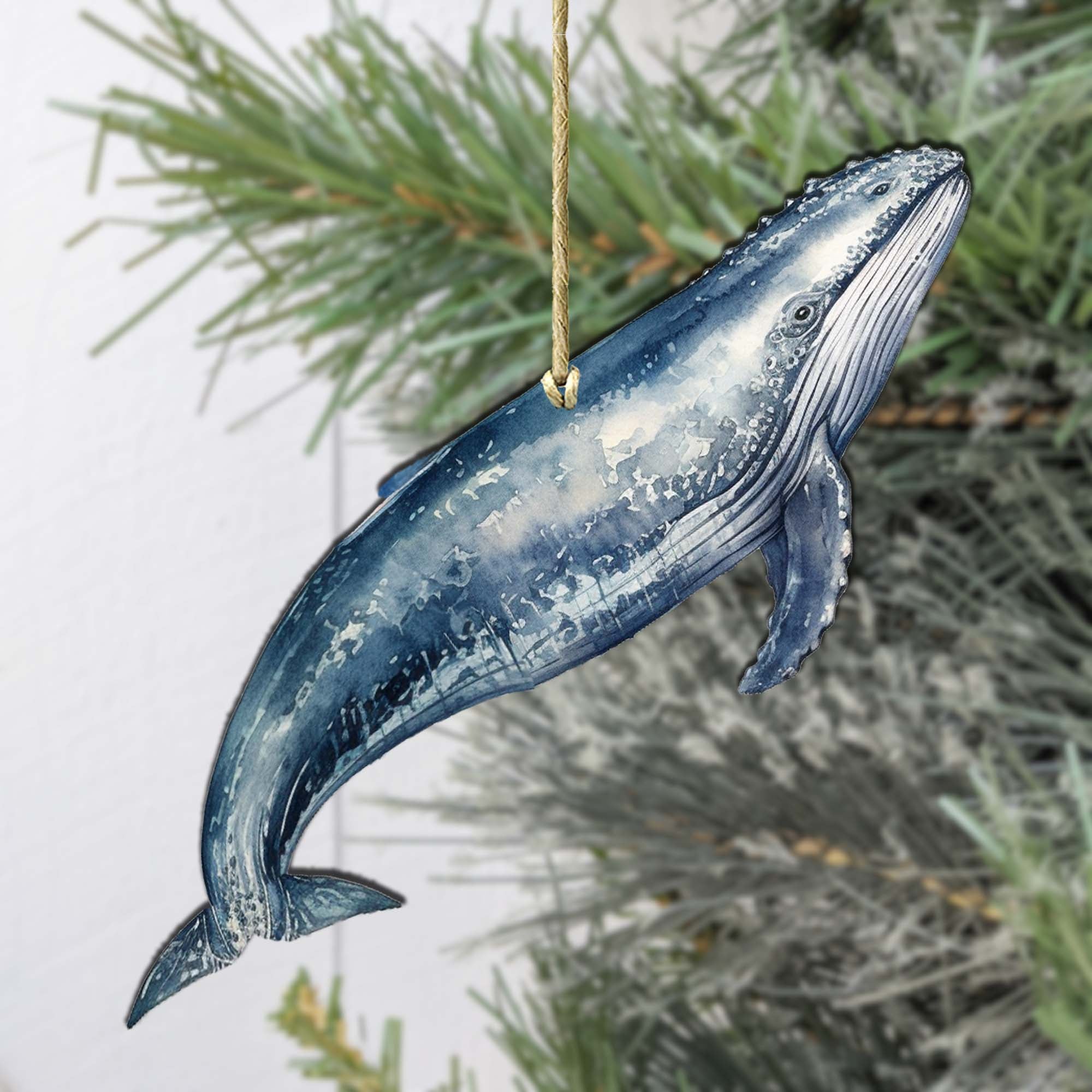 Alaskan Humpback Whale Wooden Ornaments by G.Debrekht - Wildlife Holiday Decor - 8710103-2