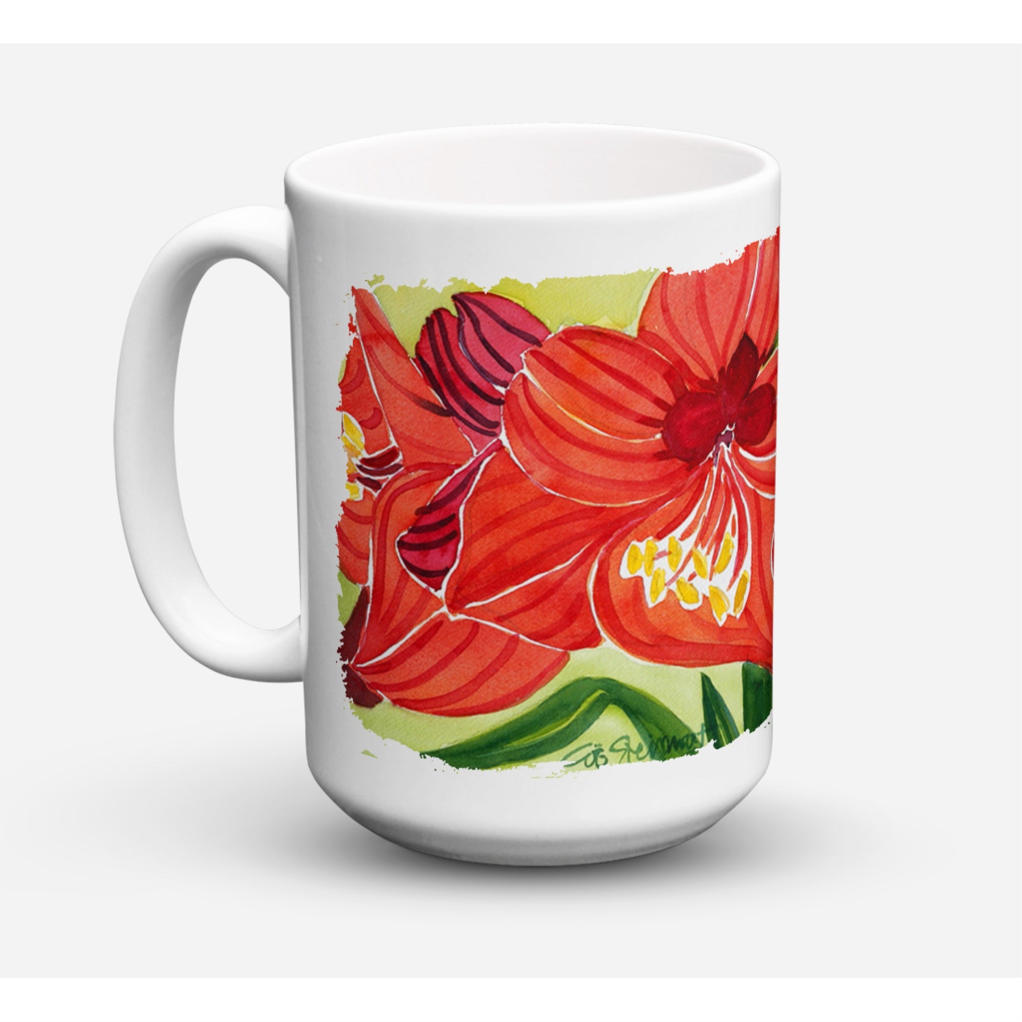 Carolines Treasures 6055CM15 FlowerAmaryllis Microwavable Ceramic Coffee Mug 15 oz Multicolor