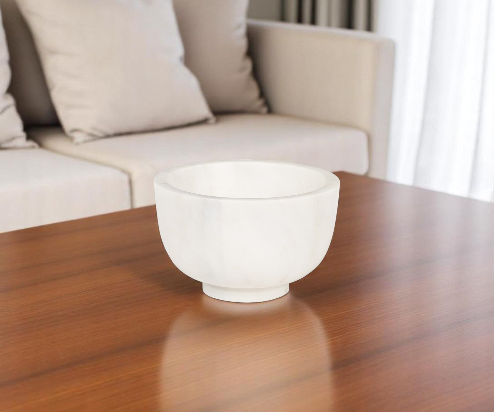 7 White Marble Round Decorative Bowl