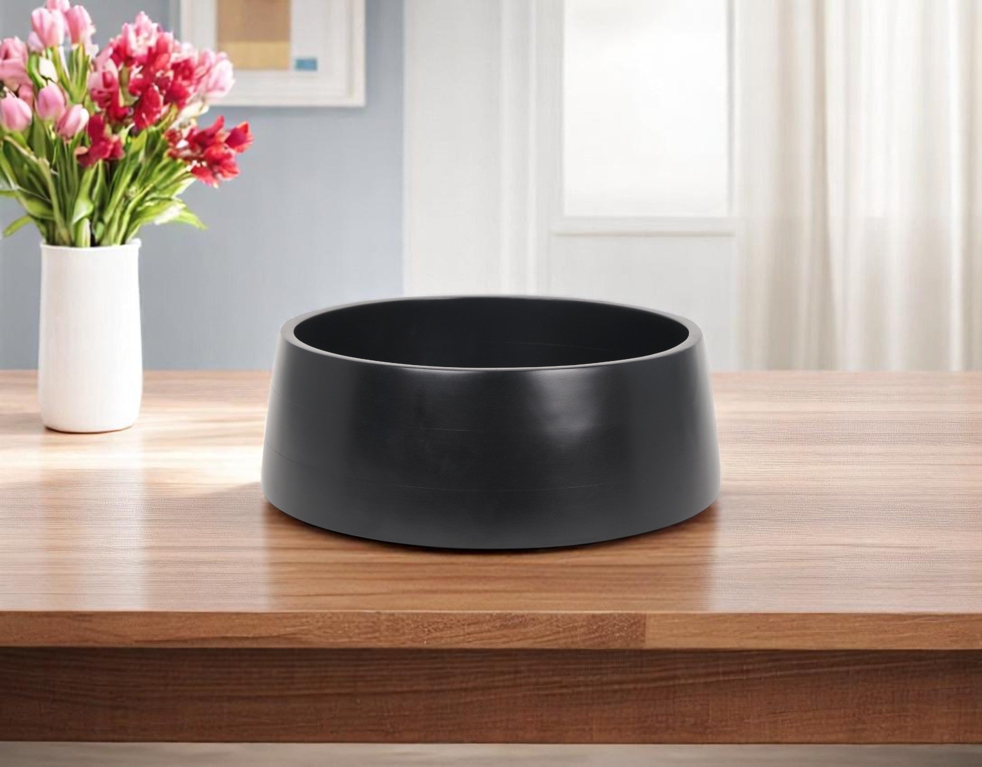 14 Black Wood Round Centerpiece Bowl