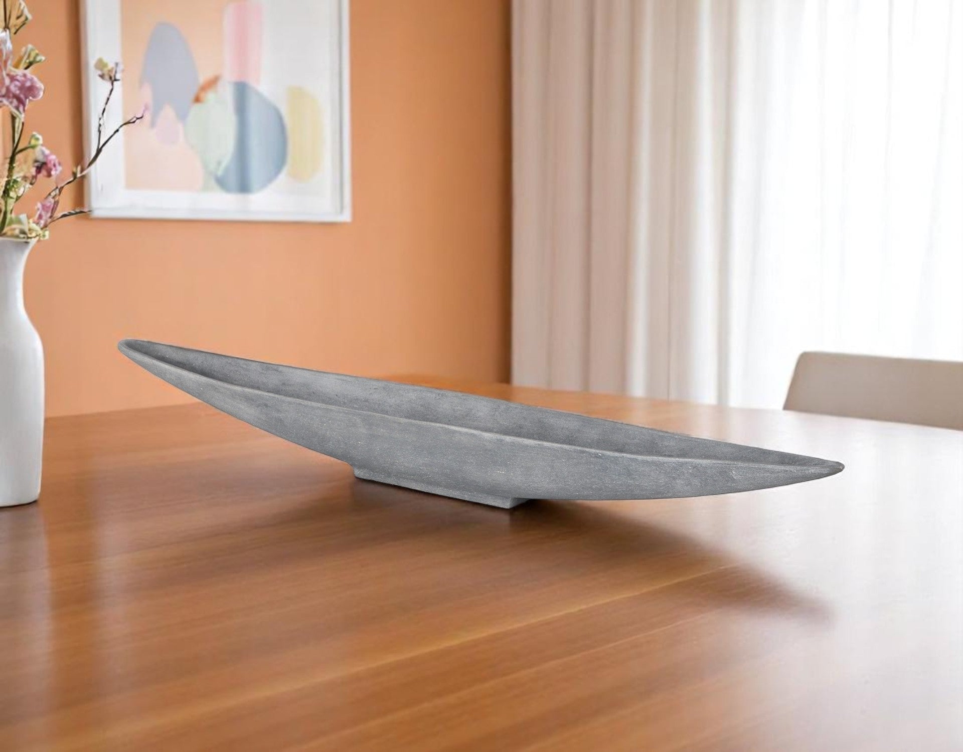 39 Gray Cast Aluminum Oval Long Boat Centerpiece Bowl
