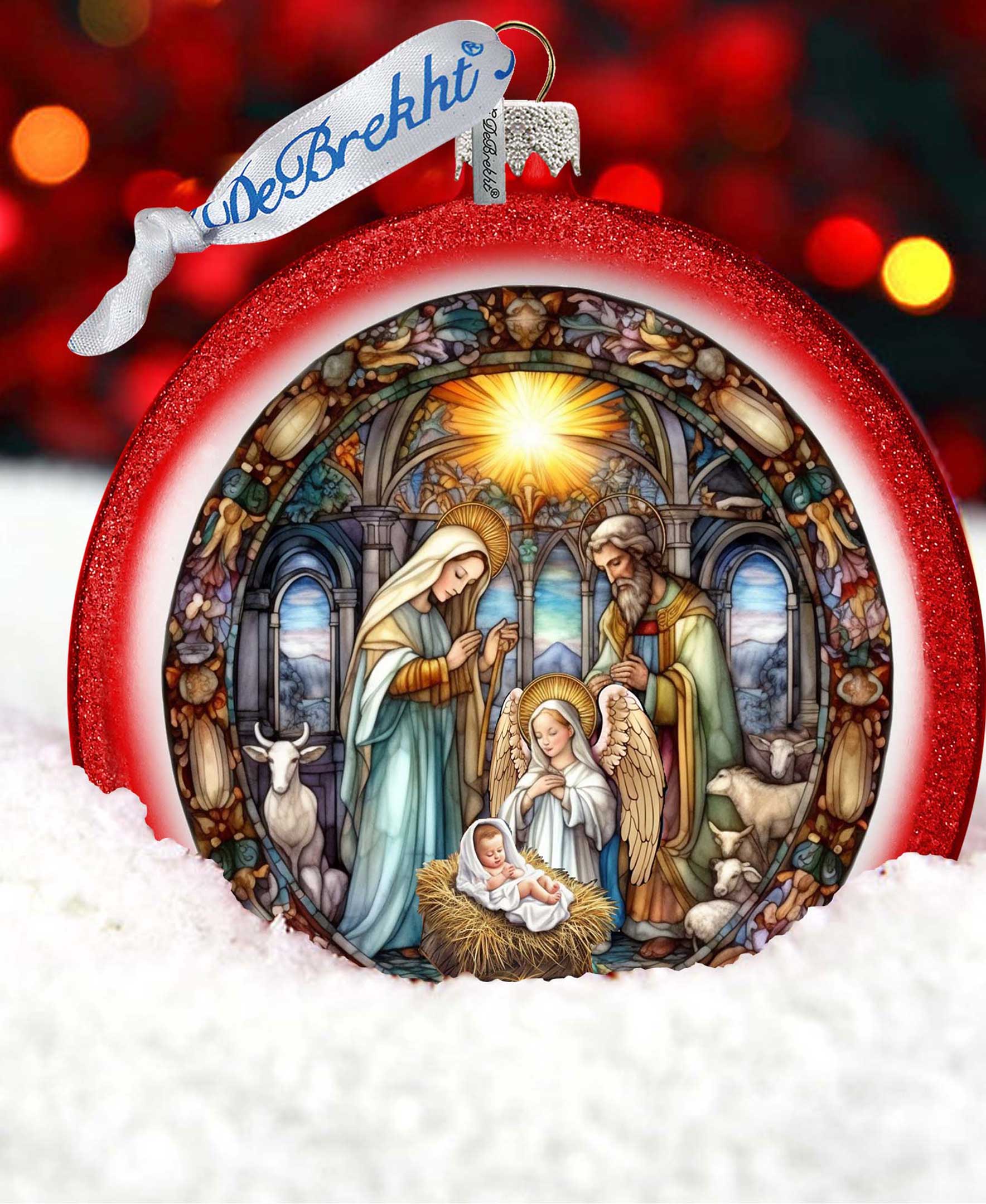 A Guiding Light Nativity Scene Ball Glass Ornament by G. Debrekht - Nativity Holiday Decor - 73566C